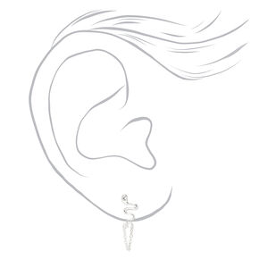 Sterling Silver 1&quot; Snake Front and Back Chain Drop Earrings,