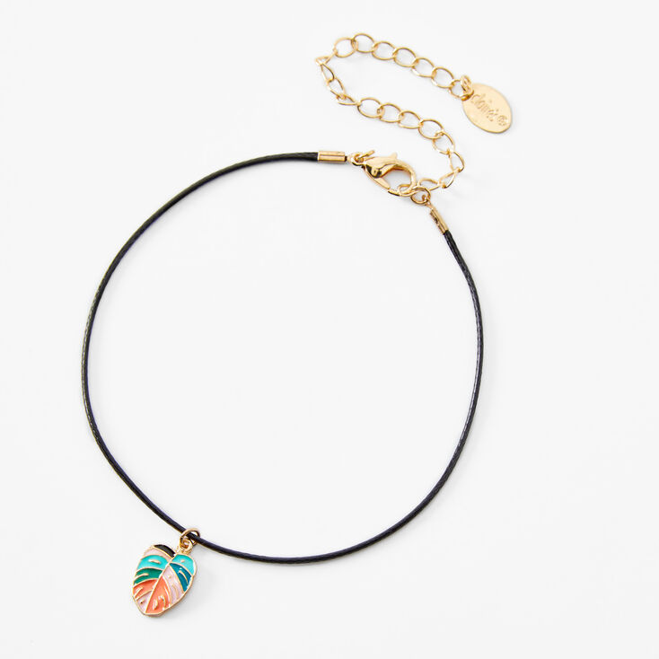 Palm Charm Black Cord Anklet,