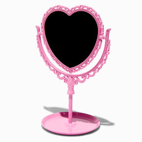 Pink Heart-Shaped Tabletop Mirror,