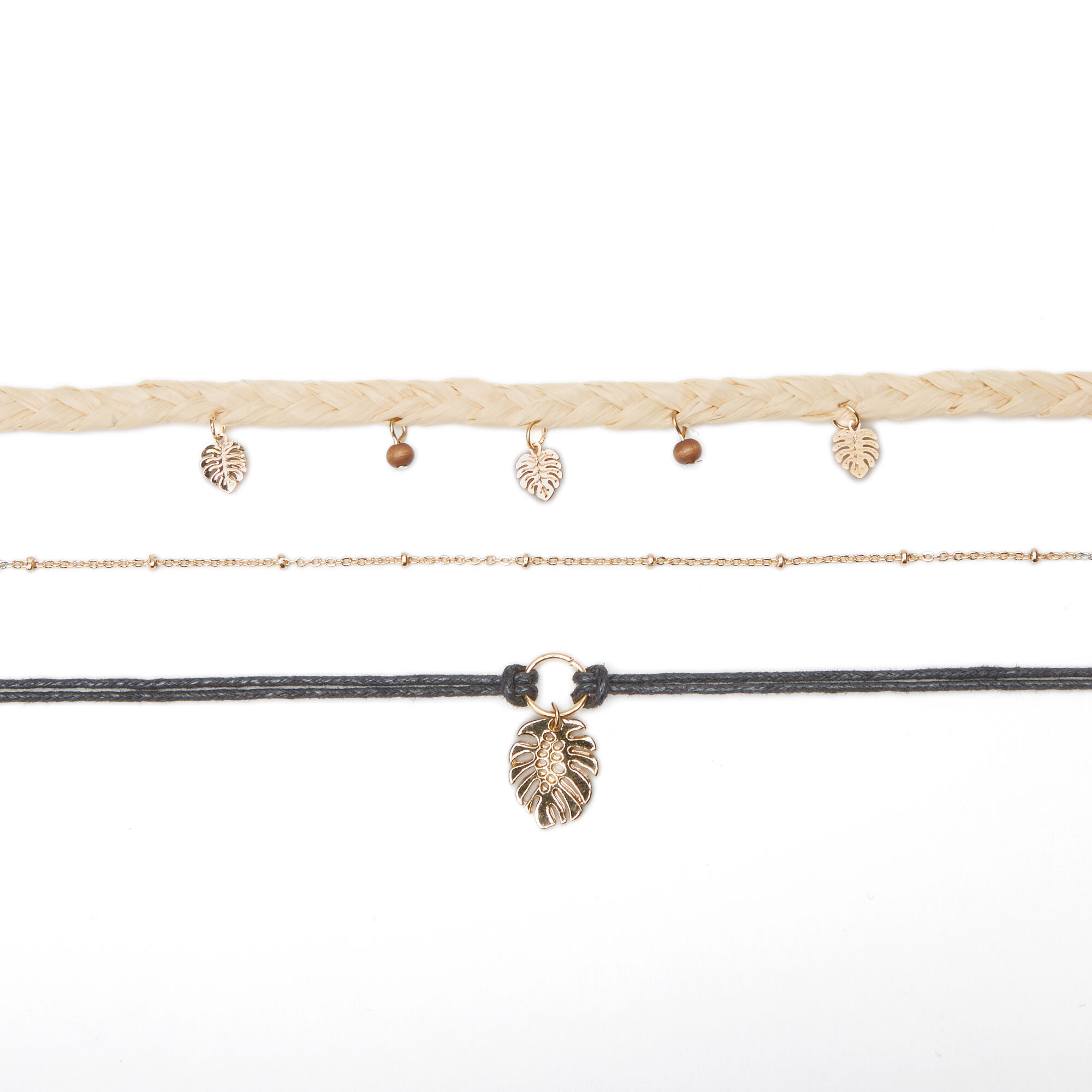 Palm Leaf Boho Choker Necklaces - 3 Pack,