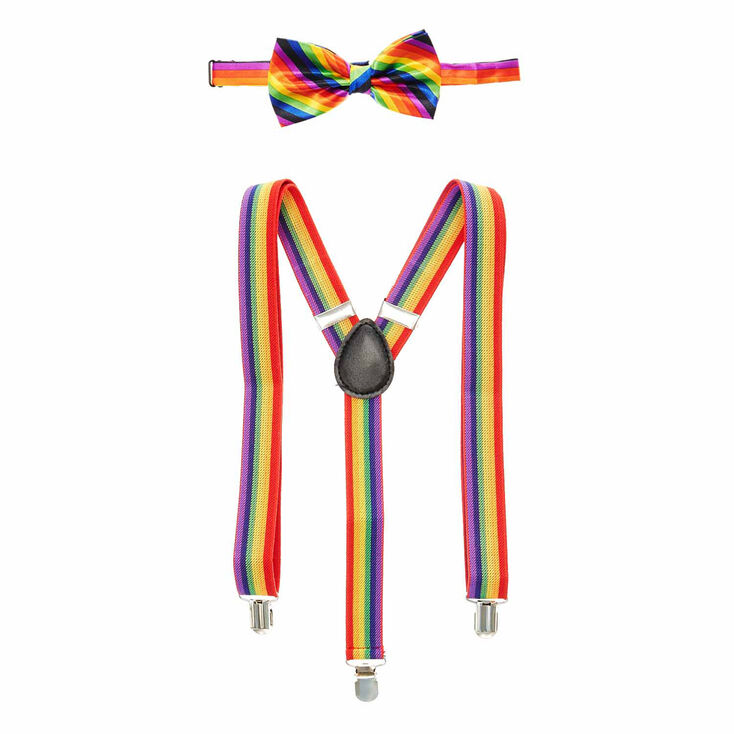 Rainbow Braces &amp; Satin Bowtie Set,