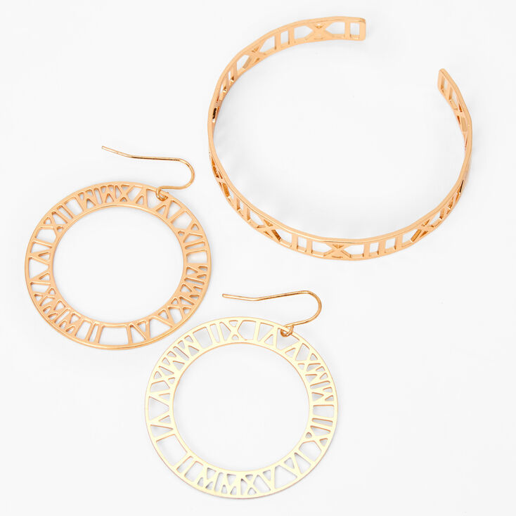 Gold Roman Numerals Jewellery Set - 2 Pack,