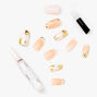 White Marble Gold Foil Coffin Faux Nail Set - 24 Pack,