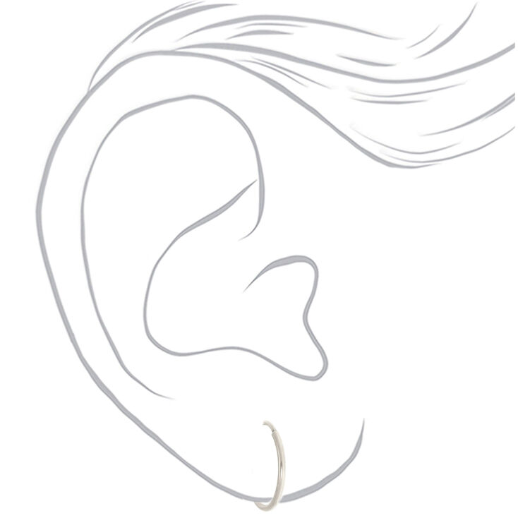 C LUXE by Claire&#39;s Silver-tone Titanium 10mm Sleek Hoop Earrings,