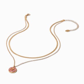 Gold-tone Butterfly Disc Multi Strand Chain Necklace,