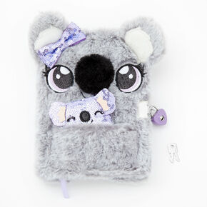 Sidney the Koala Furry Lock Diary - Gray,