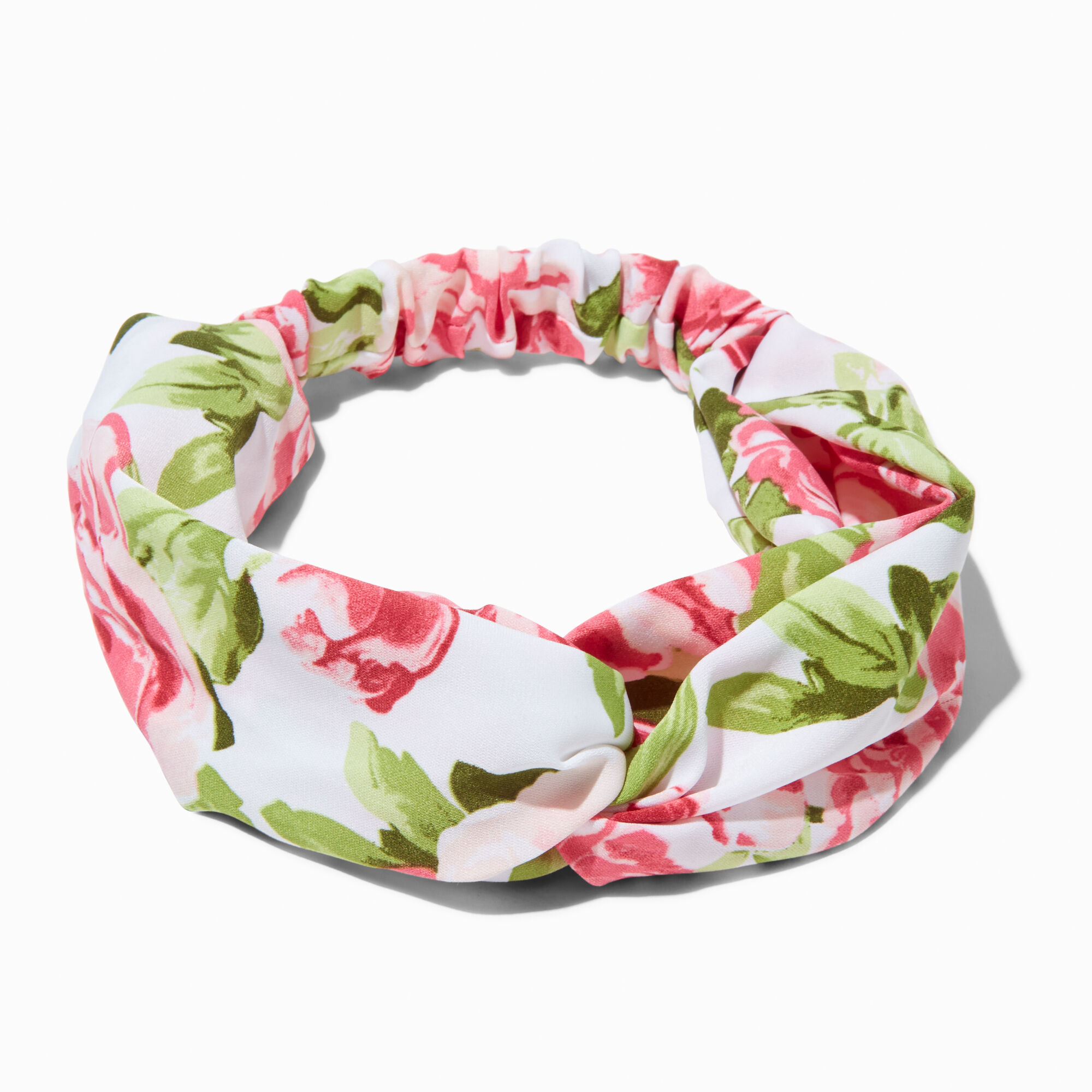 View Claires Pink Rose Twisted Headwrap White information
