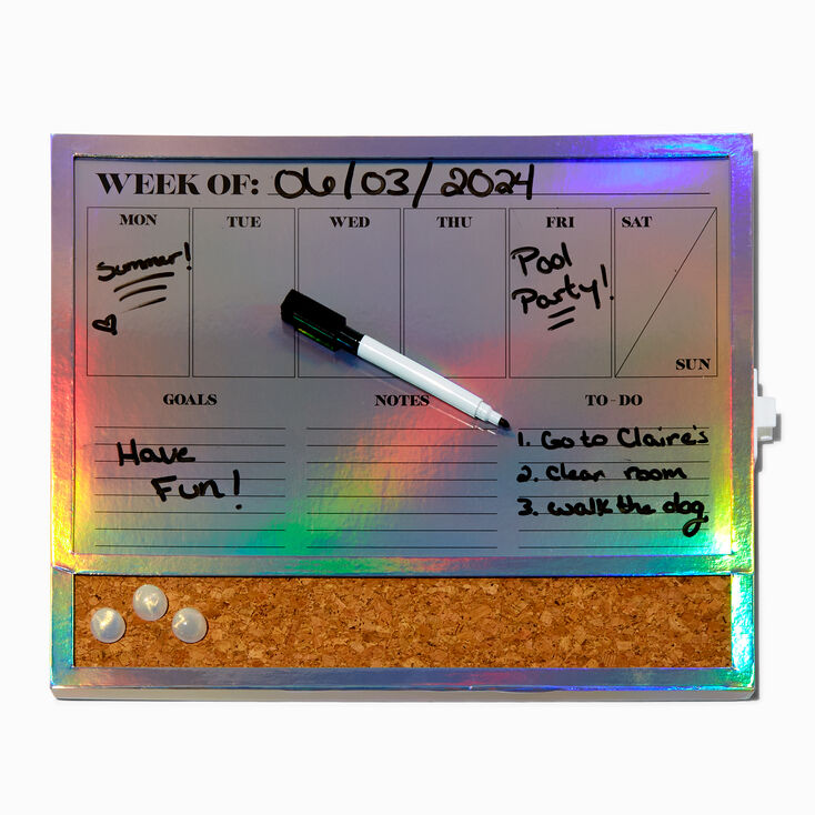 Tableau effa&ccedil;able &agrave; sec calendrier hebdomadaire holographique,