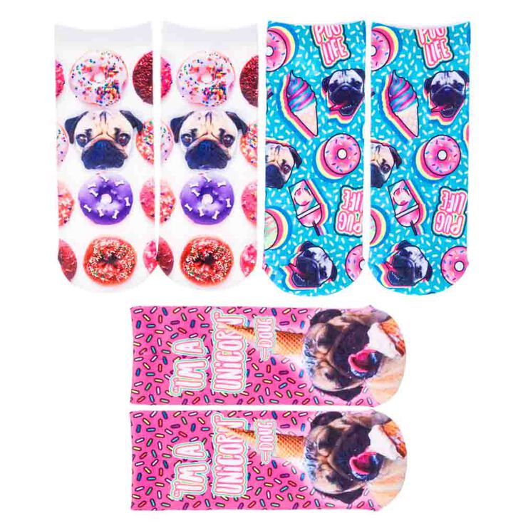 Doug The Pug&reg; Sweet Treats Patterned Socks - Various Colours,
