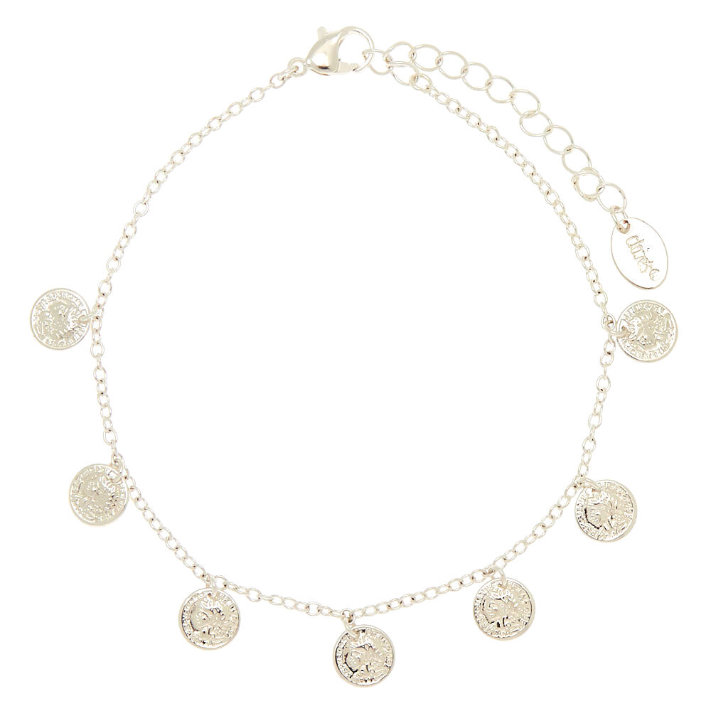 Silver Coin Charm Anklet,