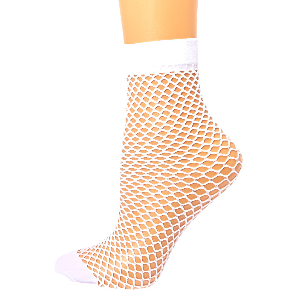 white fishnet socks with bow