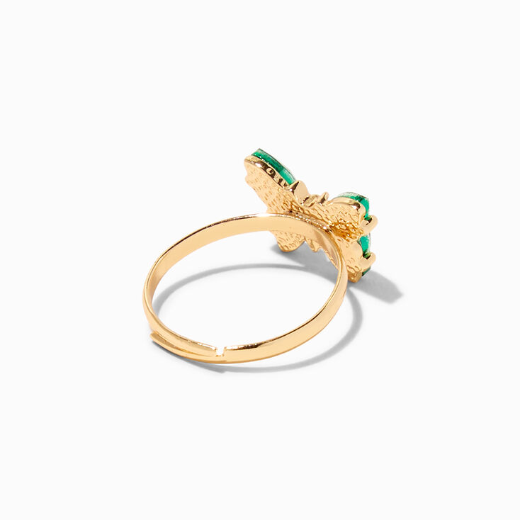 Butterfly Birthstone Gold-tone Adjustable Ring - August,