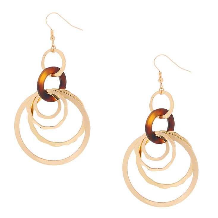 Claire's Pendantes à motif écaille de tortue marron et maillon rond couleur doré 6,3 cm
