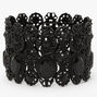 Jet Black Rhinestone Wide Stretch Bracelet,