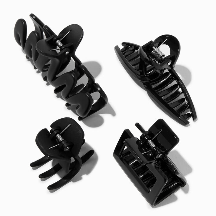 Black Mixed Size Hair Claws - 4 Pack,
