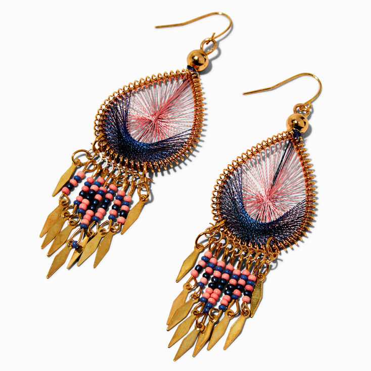 Pendantes 8&nbsp;cm attrape-r&ecirc;ves perl&eacute;es avec frange,