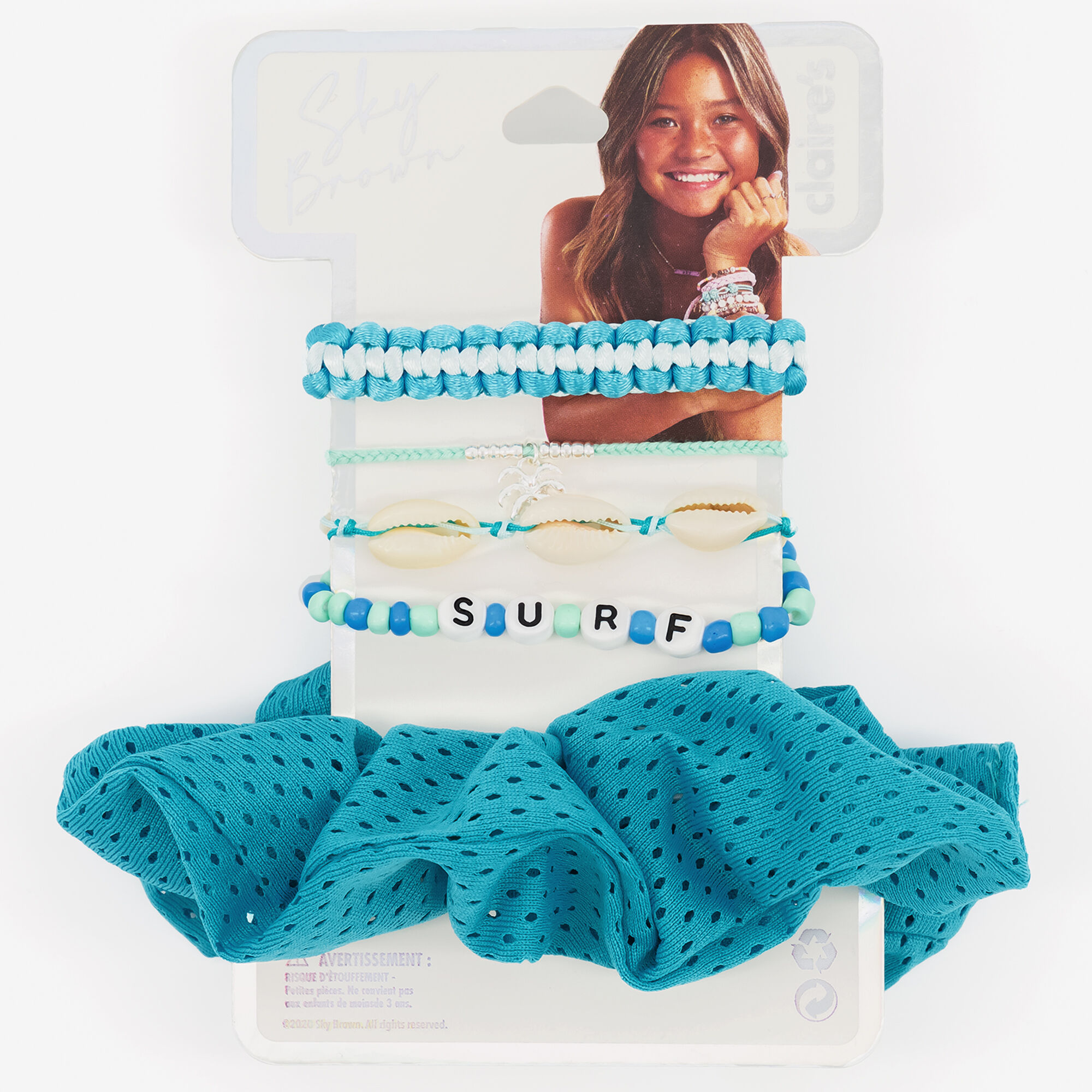 Sky Brown™ Sport Scrunchie and Bracelets – Turquoise, 5 pack,