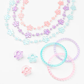 Flmtop 2 Sets 5Pcs/set Handmade Flower Necklace Bracelet Ring Ear Studs  Kids Girls Jewelry Set