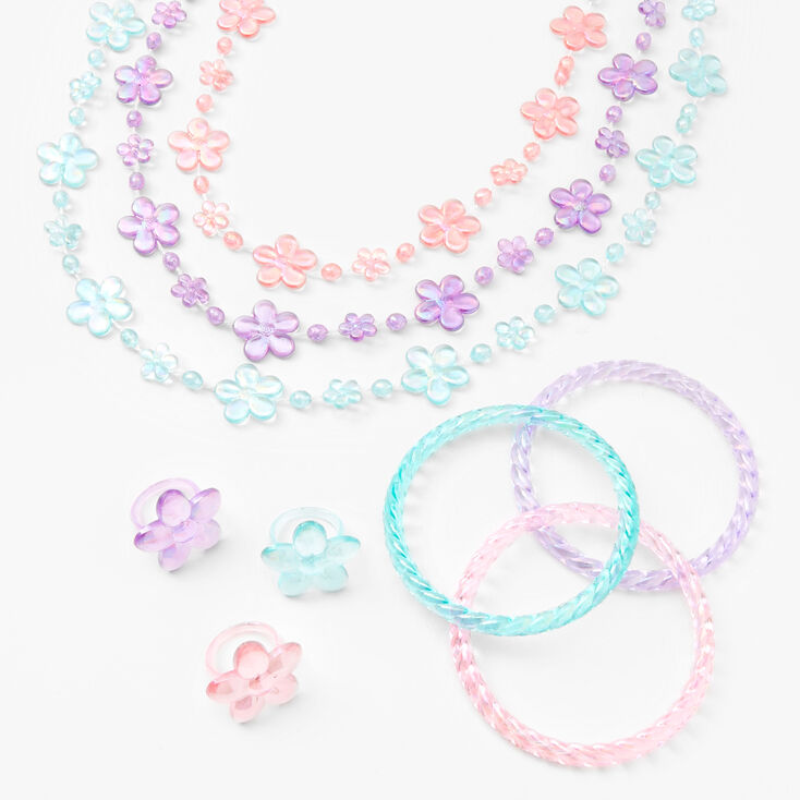 Claire's Club Pastel Flowers Jewelry Set - 9 Pack