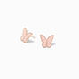 Clous d&rsquo;oreilles papillons roses,