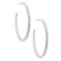 Silver 60MM Cubic Zirconia Hoop Earrings,