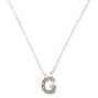 Silver Embellished Initial Pendant Necklace - G,