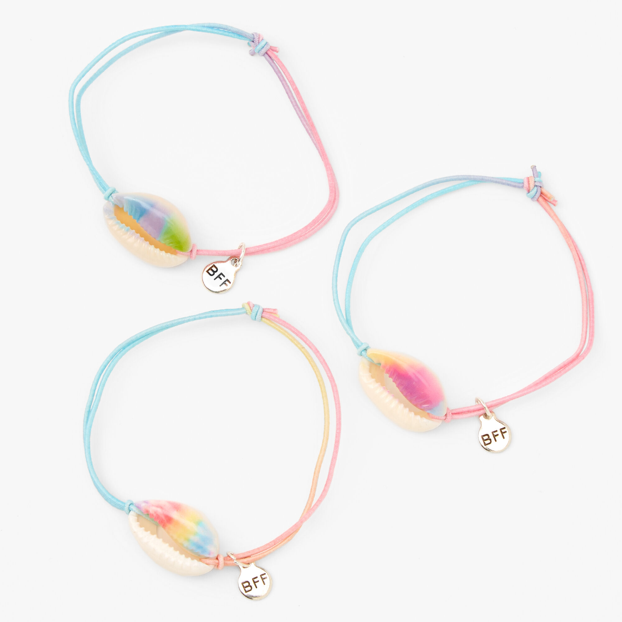 Tie-Dye Cowrie Shell Best Friends Bracelets - 3 Pack,