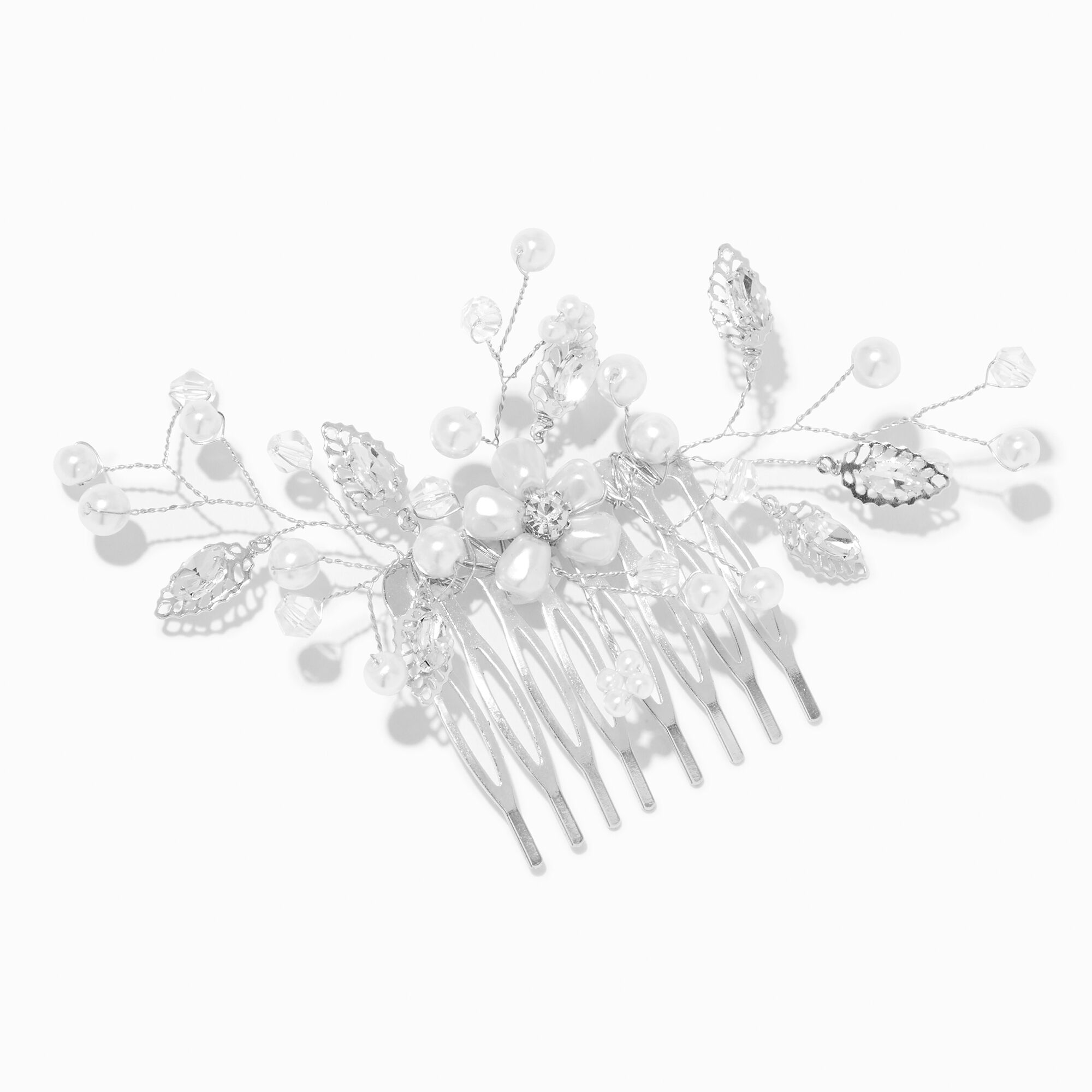 View Claires Crystal Floral Spray Hair Comb Silver information
