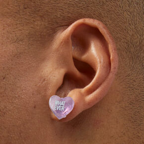 Pastel Conversation Hearts Stud Earrings - 6 Pack,