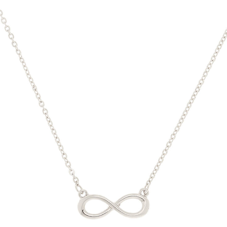 Collier &agrave; pendentif symbole de l&rsquo;infini couleur argent&eacute;,