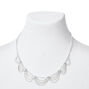 Silver Rhinestone Swag Statement Necklace,
