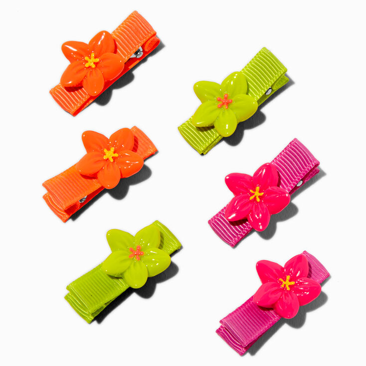 Claire&#39;s Club Neon Flowers Hair Clips - 6 Pack,