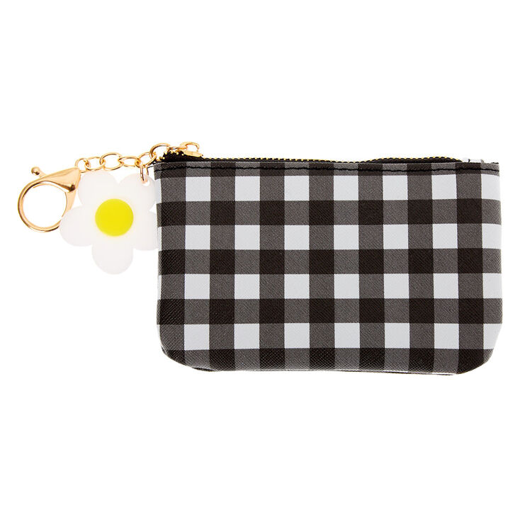Claire's Porte-monnaie marguerite motif vichy - Noir