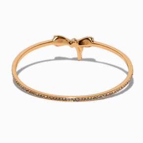 Bracelet fin bangle n&oelig;ud zircon cubique couleur dor&eacute;e,