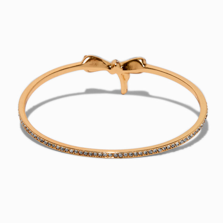 Bracelet fin bangle n&oelig;ud zircon cubique couleur dor&eacute;e,