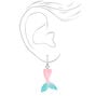 Silver 1.5&quot; Pastel Mermaid Tail Drop Earrings,