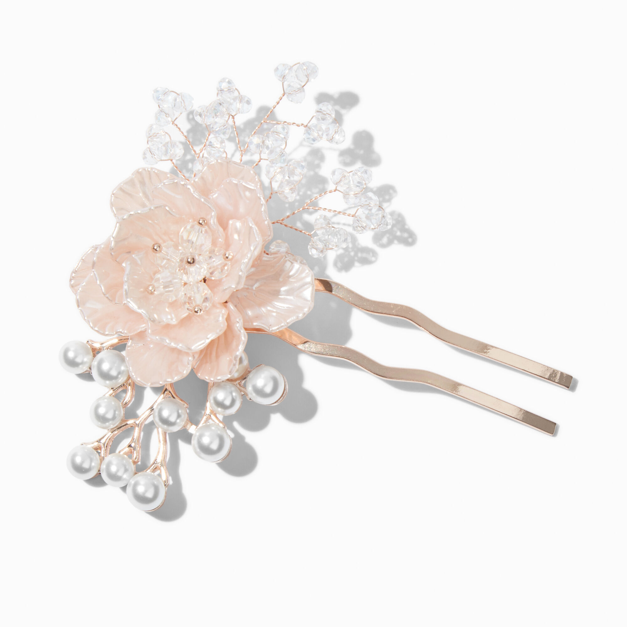Blush Pink Pearlized Floral Spray Hair Pin,
