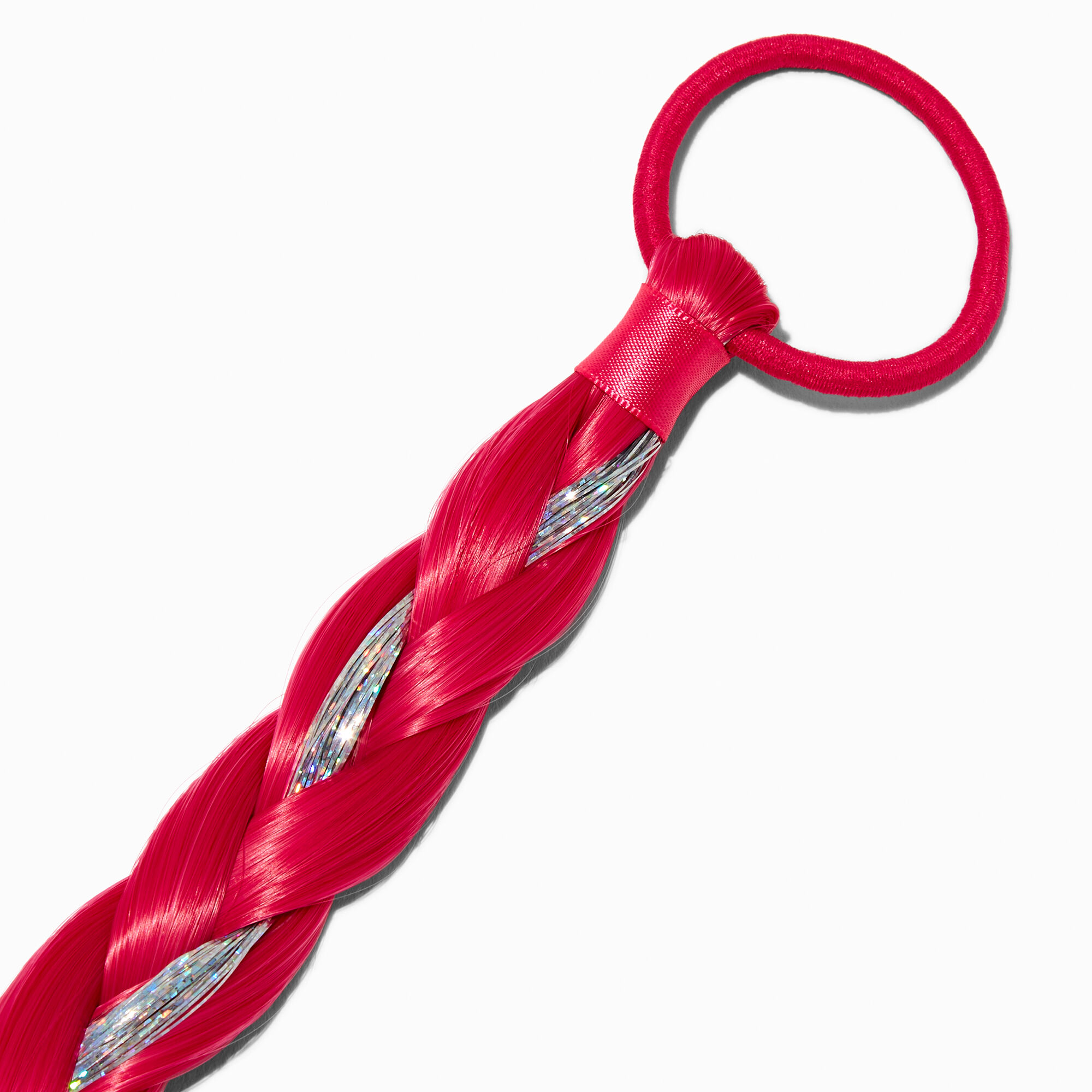 Claire's Club Hot Pink Tinsel Faux Hair Tie,