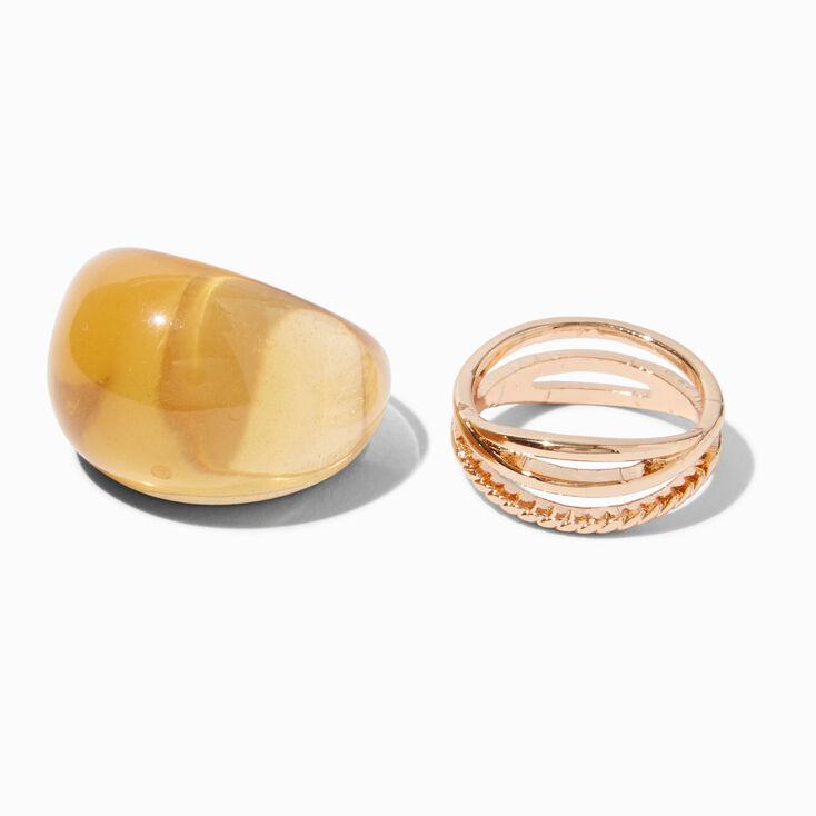Amber Dome Rings - 2 Pack,