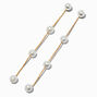 Gold-tone Linear Pearl Drop Earrings,