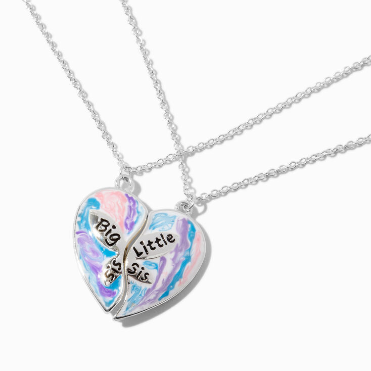 Best Friends &#39;&#39;Big Sis &amp; Little Sis&#39;&#39; Split Heart Pendant Necklace Set - 2 Pack ,