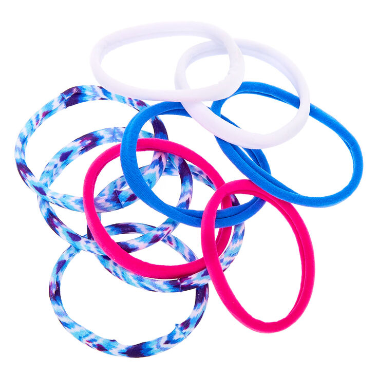 Claire's Élastiques à cheveux roulés rétro tie-dye - Bleu, lot de 10
