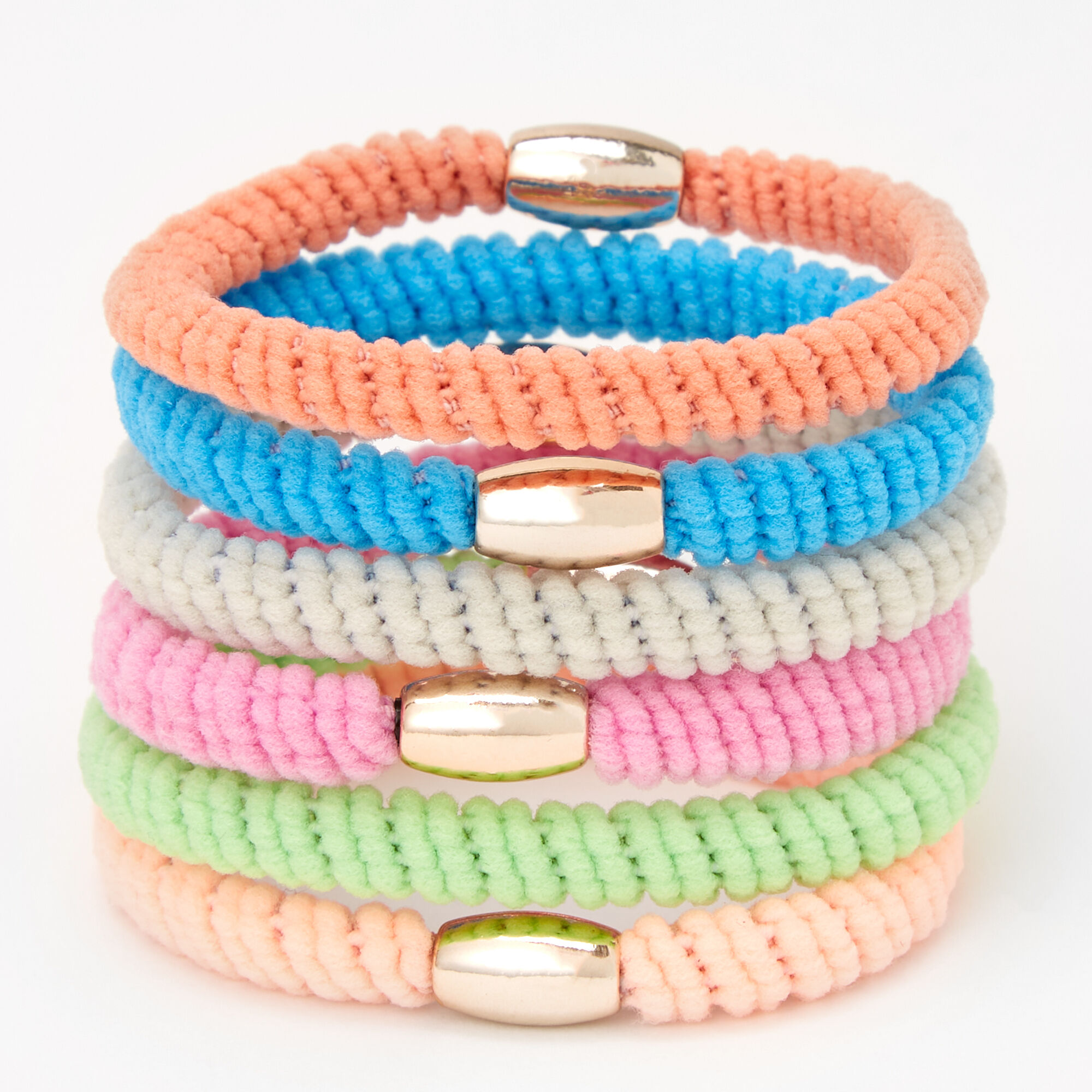 Claire's Élastiques torsadés perlés pastel - Lot de 6