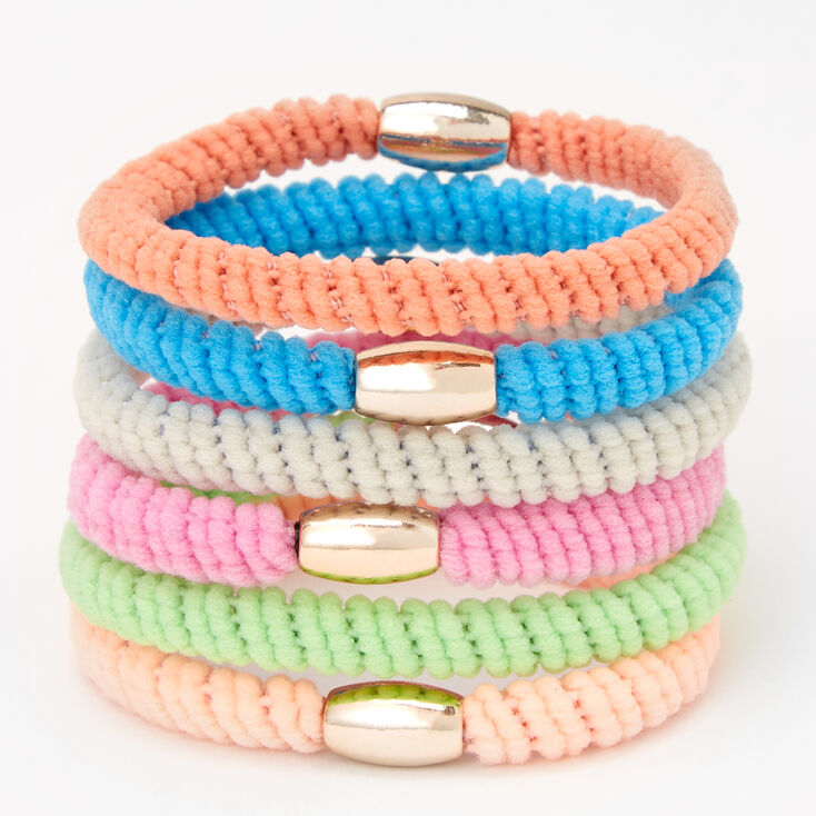 Pastel Beaded Twist Hair Ties - 6 Pack,