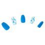 Mixed Neon Matte &amp; Marble Coffin Faux Nail Set - Blue, 24 Pack,
