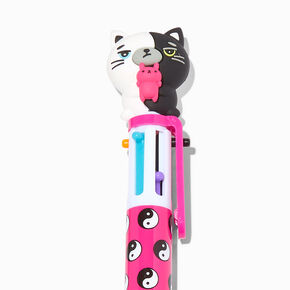 Stylo multicolore yin et yang chat renfrogn&eacute;,