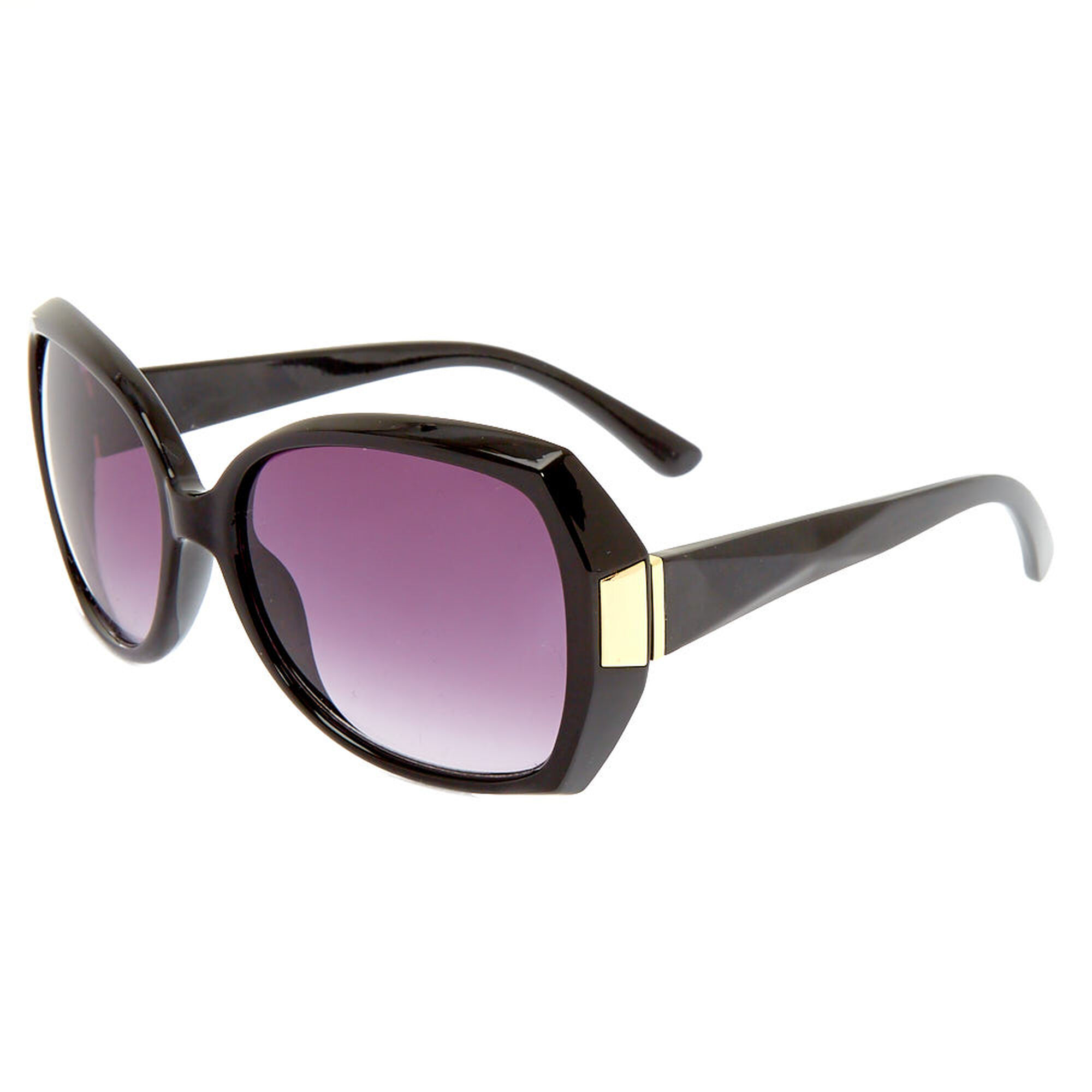 View Claires Geometric Large Sunglasses Black information