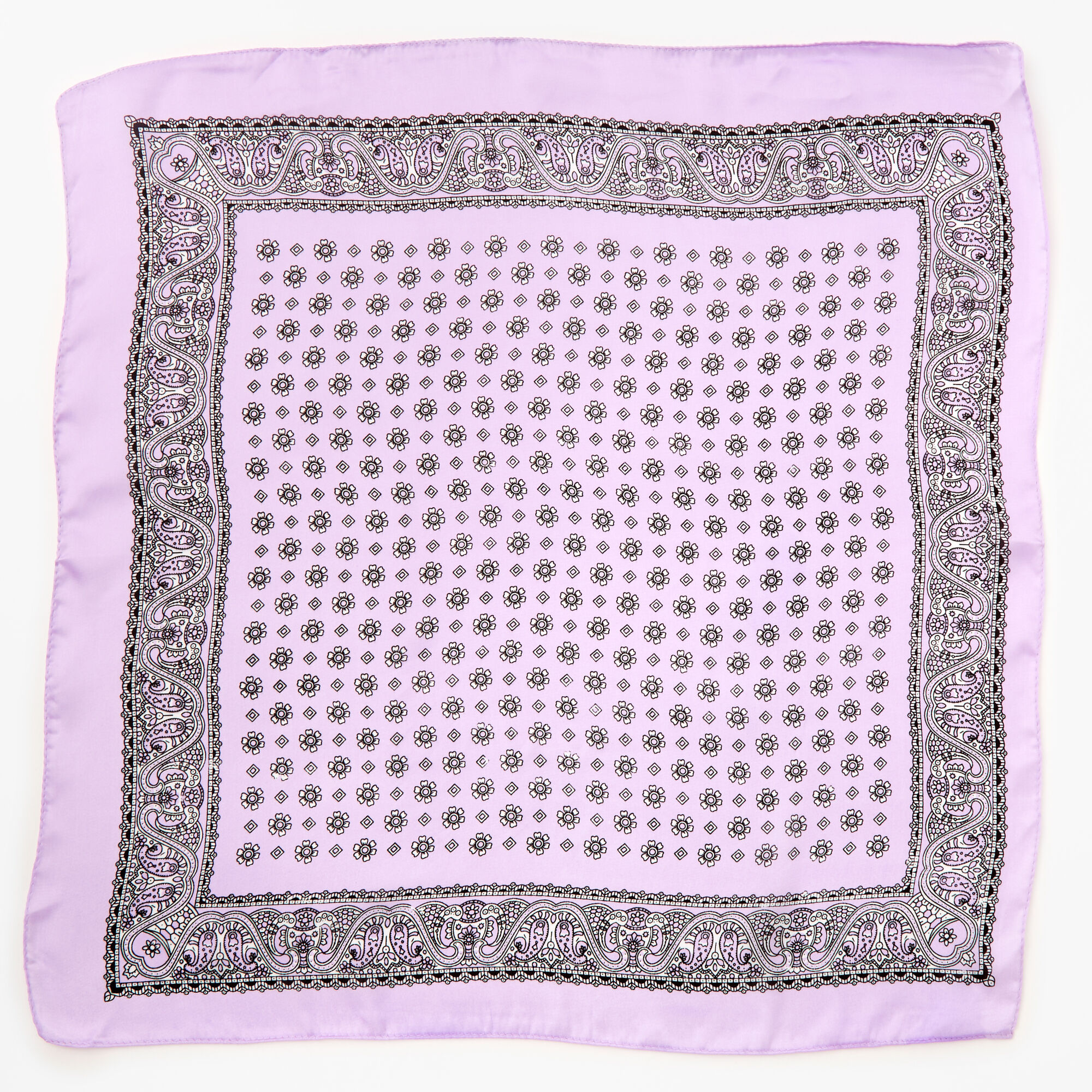 Floral Paisley Silky Bandana Headwrap - Lilac,