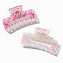 Pink Daisy Print Acrylic Hair Claws - 2 Pack,