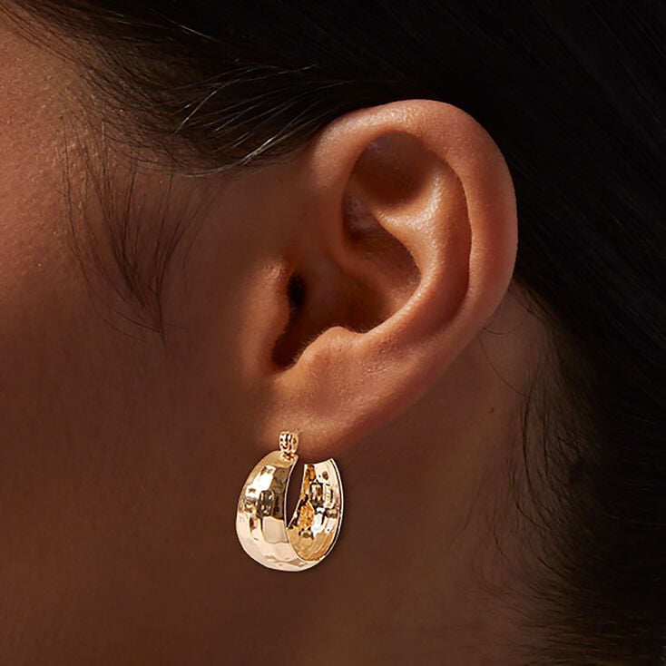 Gold-tone Chunky Textured Hoop Earrings,